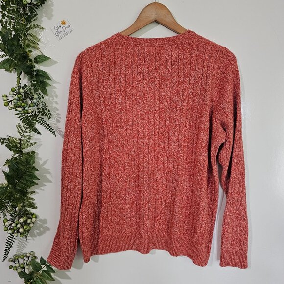 Kim Rogers Petite PXL Red Cable Knit Sweater 100% Cotton《877》J - Picture 2 of 4